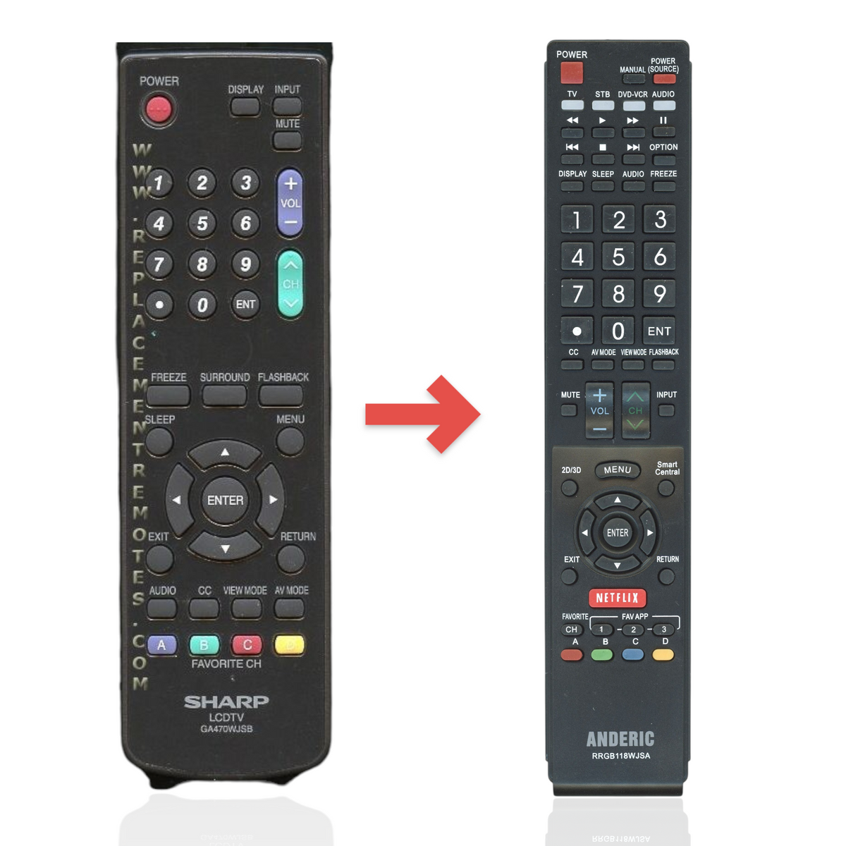 Sharp GA470WJSB TV Remote Control