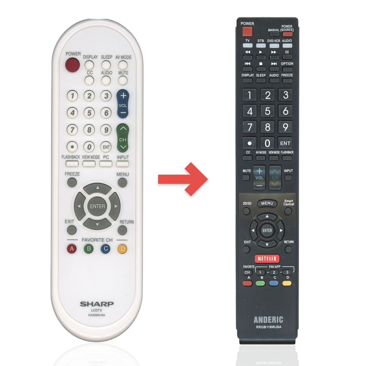Sharp GA626WJSA TV Remote Control