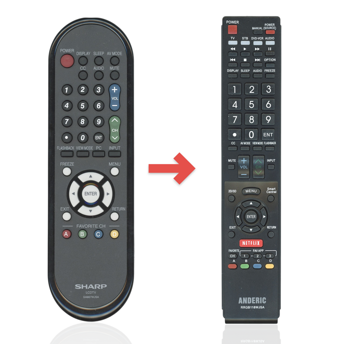Sharp GA667WJSA TV Remote Control