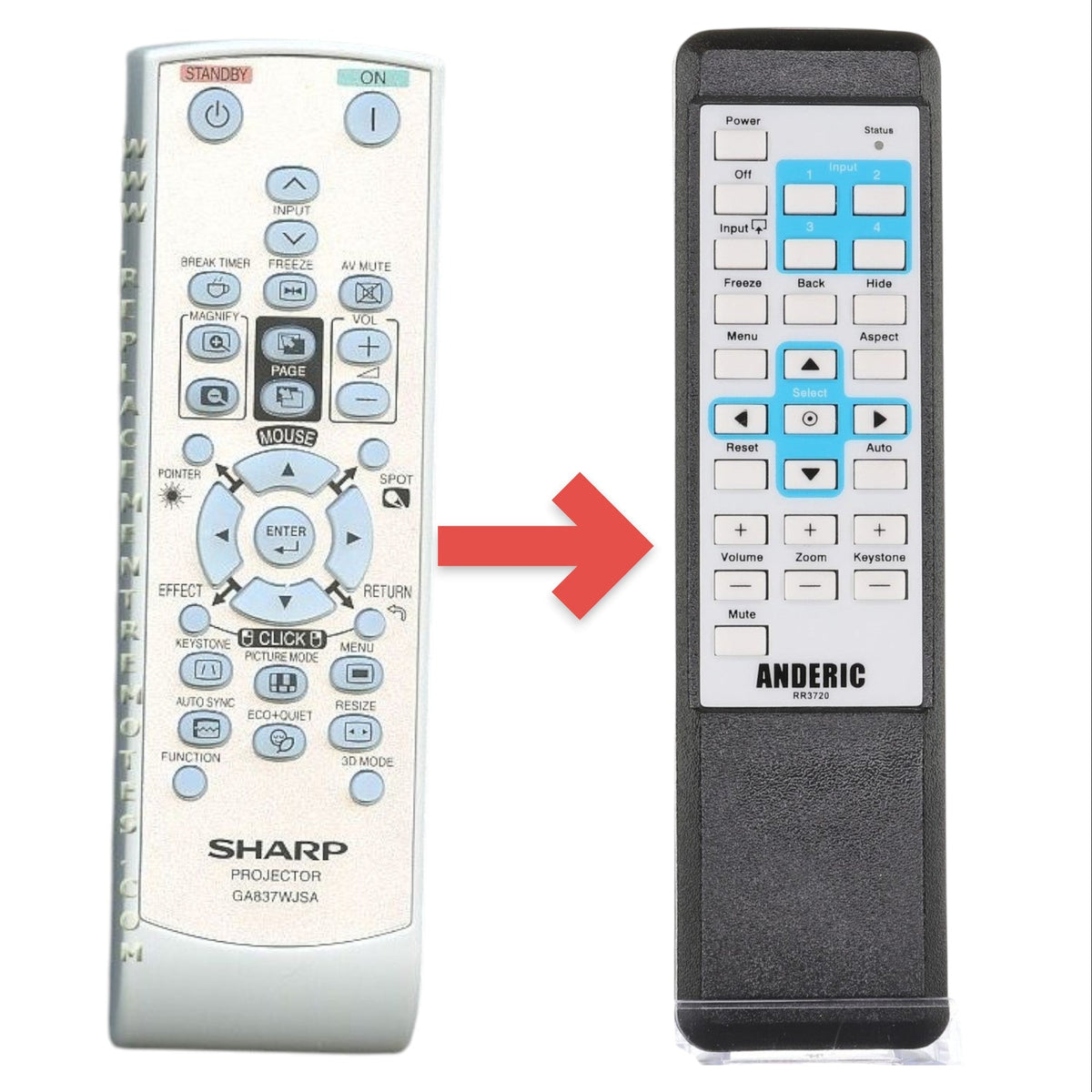 Sharp GA837WJSA Projector Remote Control