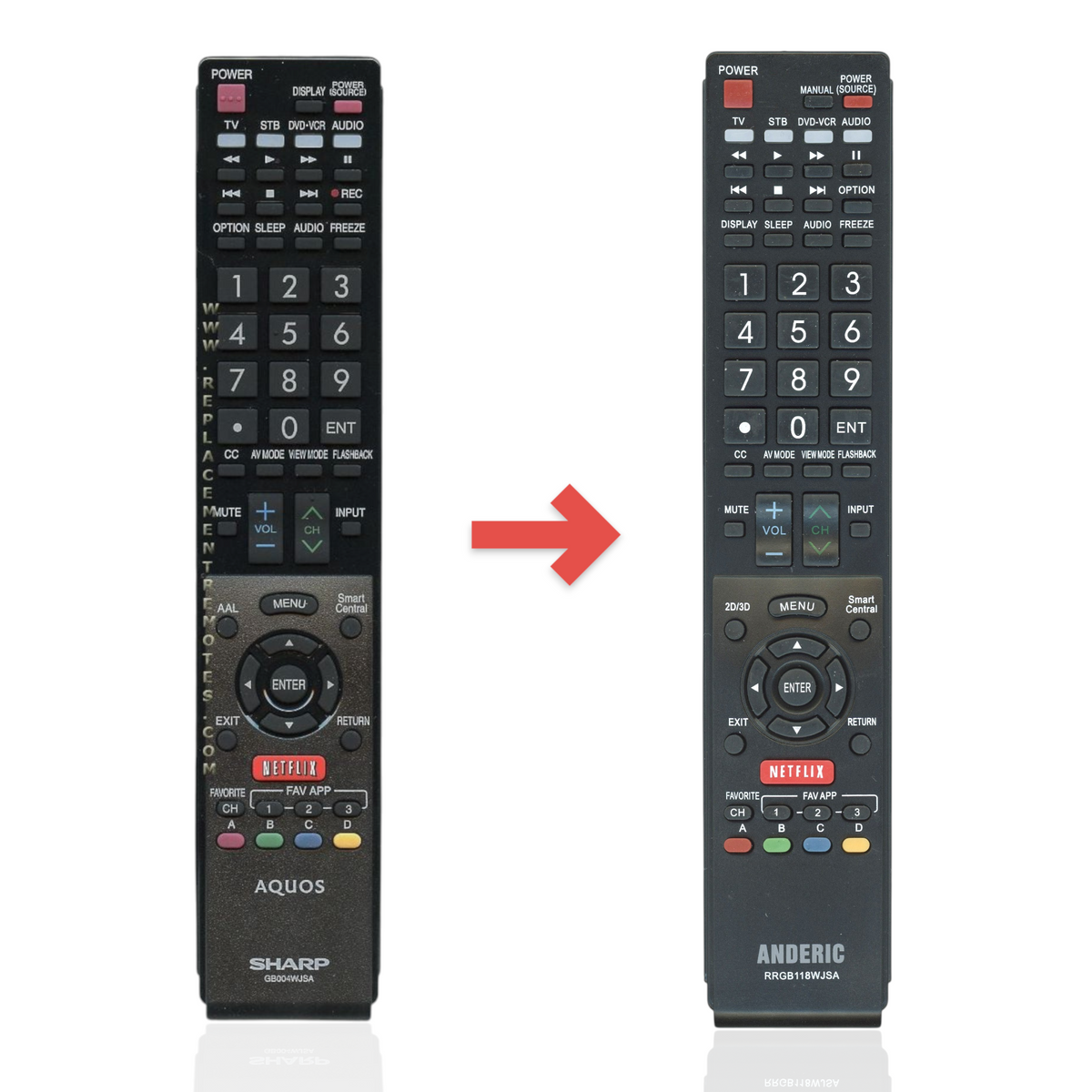 Sharp GB004WJSA Aquos Smart TV Remote Control | IR | Netflix - RRMCGB004WJSA