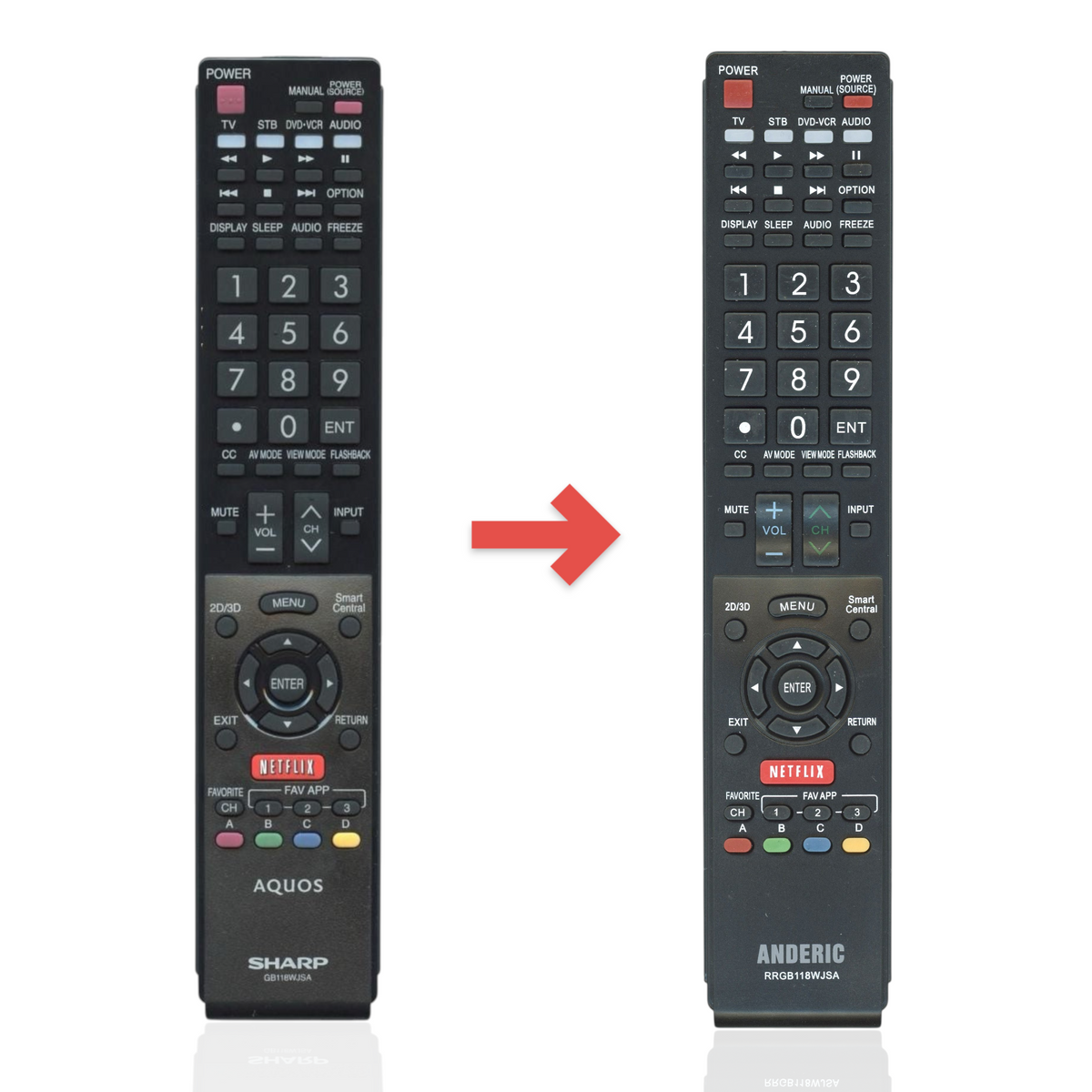 Sharp GB118WJSA Aquos Smart TV Remote Control | NETFLIX | IR - RRMCGB118WJSA