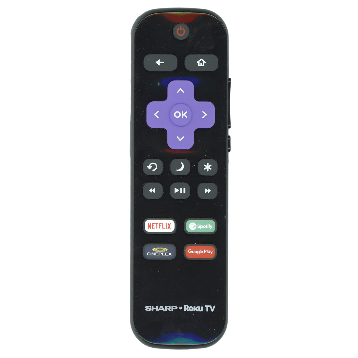 Sharp LC-RCRCA-18 Roku TV Remote Control | Canada | Netflix | Spotify | Cineplex | Google Play - LCRCRCA18