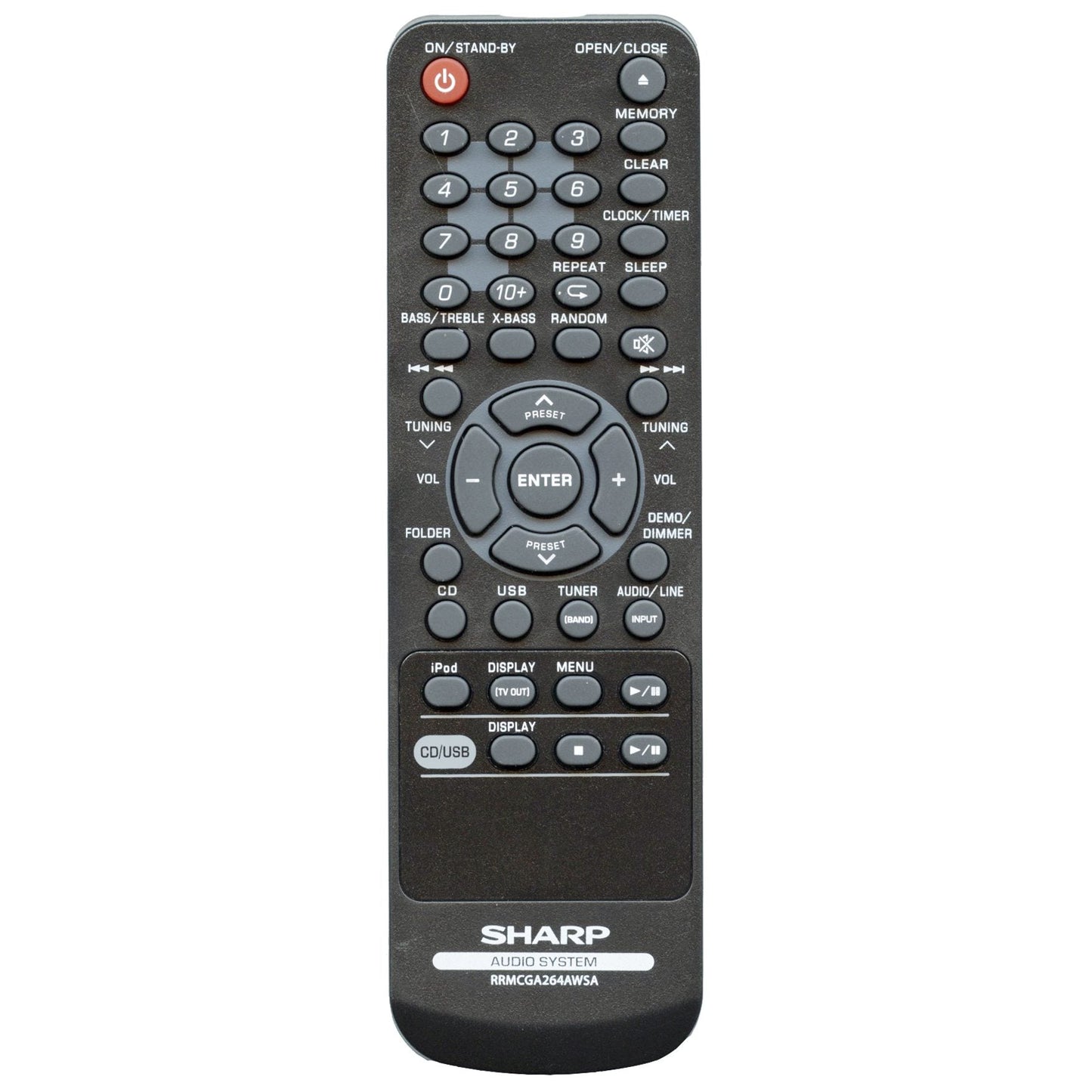 Sharp RRMCGA264AWSA Hi Fi Component System Audio Remote Control - RRMCGA264AWSA