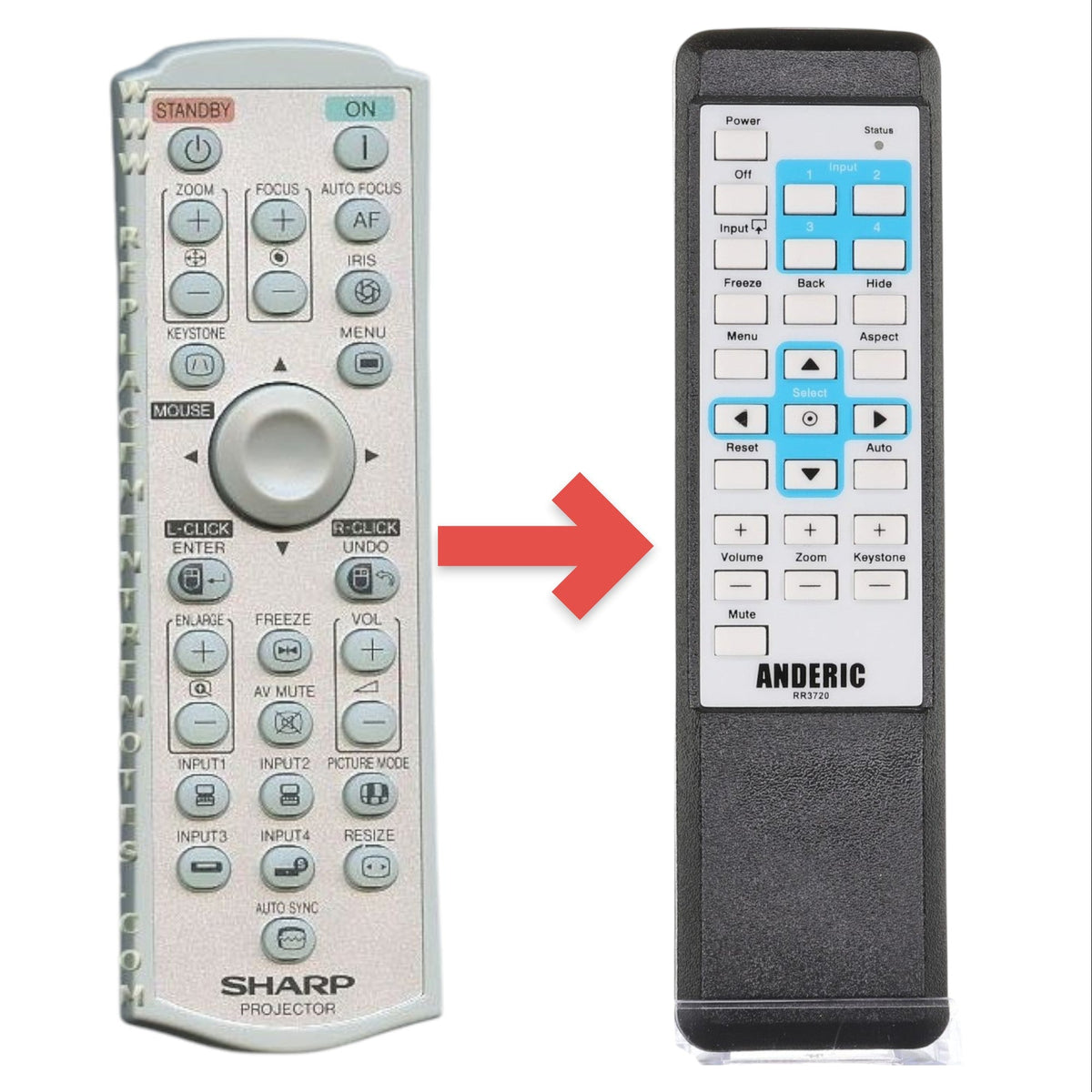 Sharp RRMCGA313WJSA Projector Remote Control