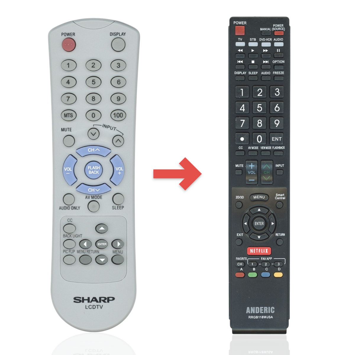 Sharp RRMCGA457WJSA TV Remote Control