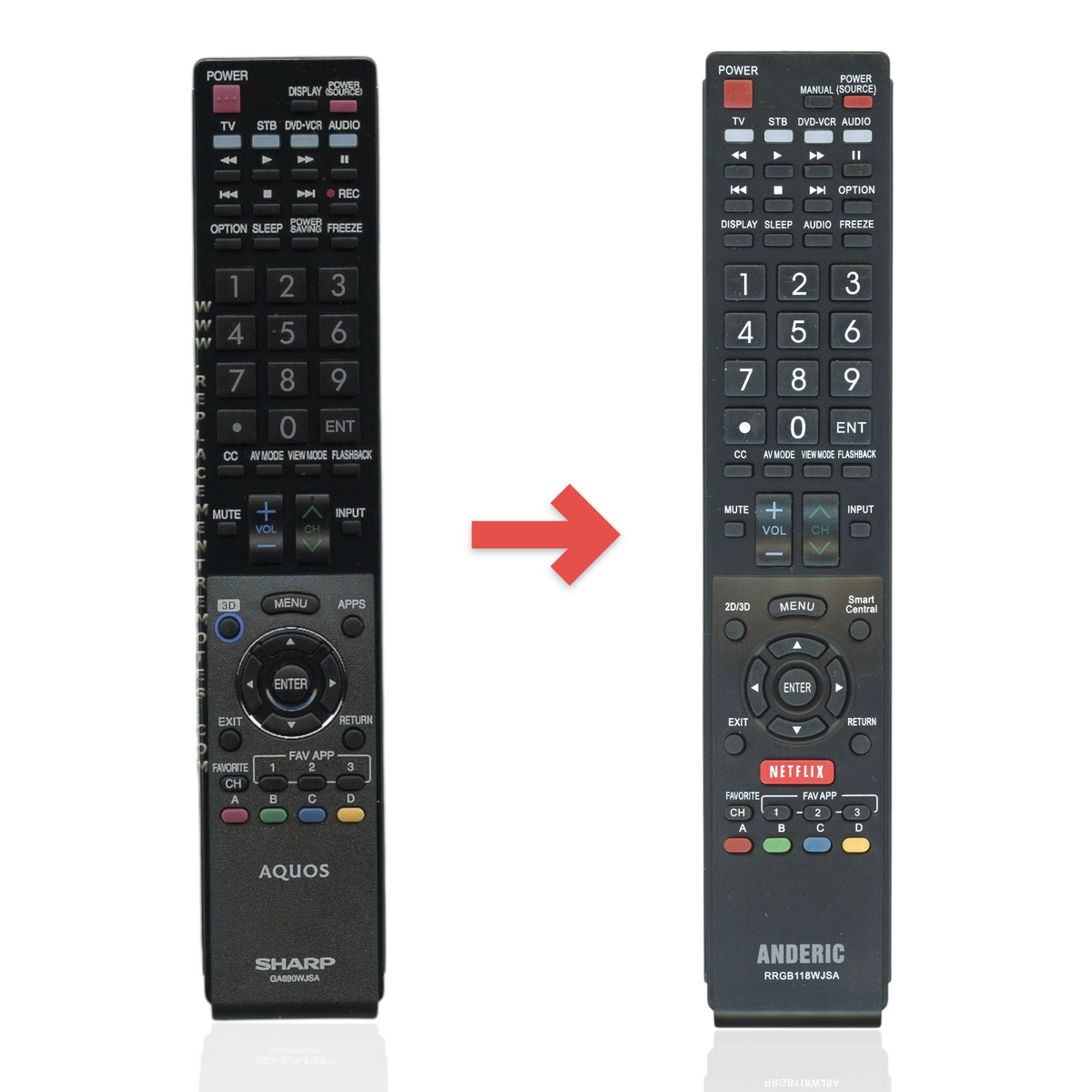 Sharp RRMCGA890WJSA TV Remote Control