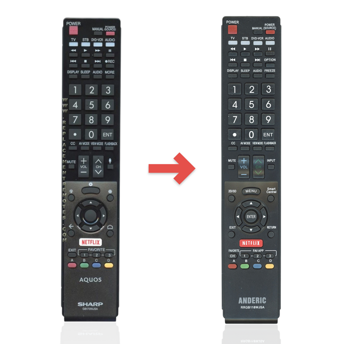 Sharp GB173WJSA AQUOS Smart TV Remote Control | Netflix | IR - RRMCGB173WJSA