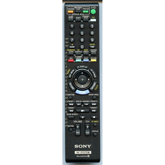 Sony RM-ADP034 Receiver Remote Control - RMADP034