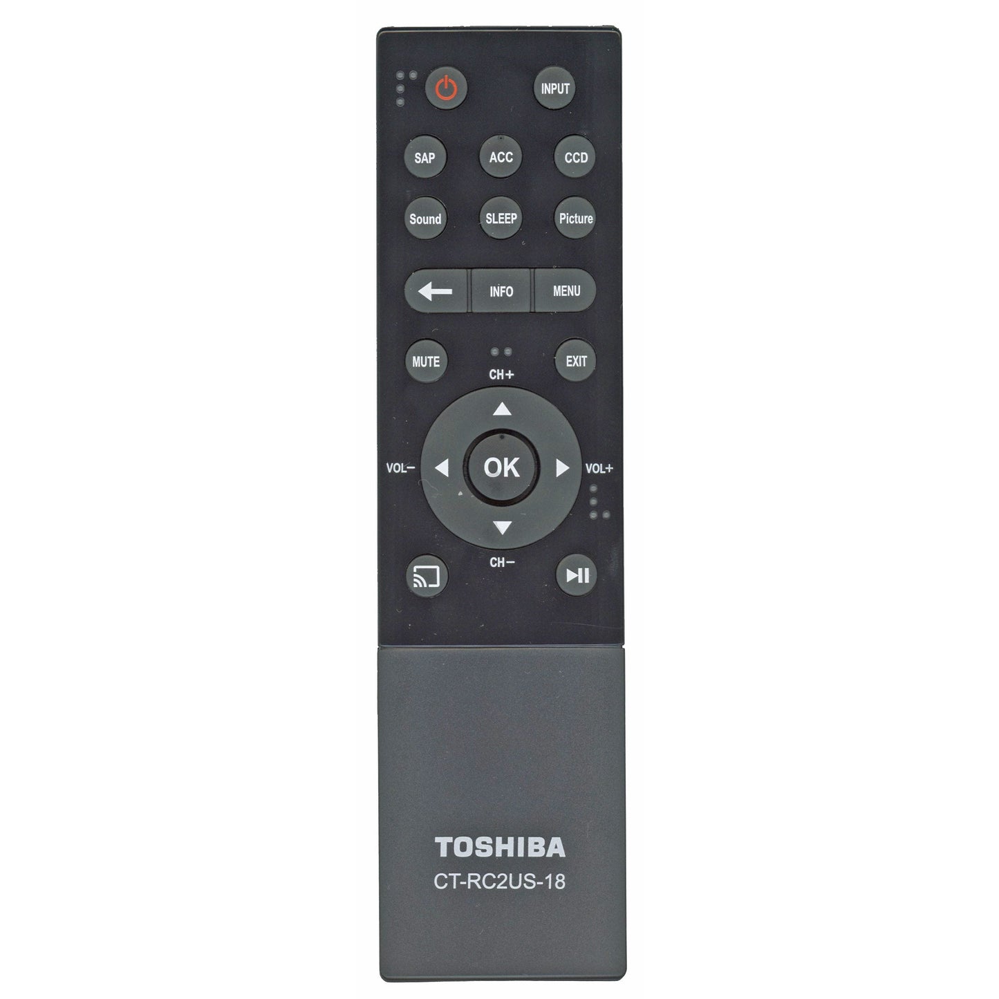 Toshiba CT-RC2US-18 CHROMECAST TV Remote Control - PK11V02360I