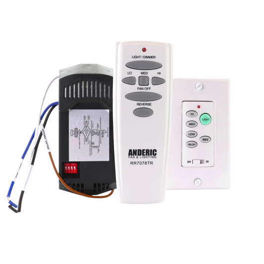 Anderic 3-speed Universal Ceiling Fan Remote Control Kit with Wall Switch Remote, Handheld Remote, and Receiver | UC9051T-Wired, FAN28R, RR7078TR