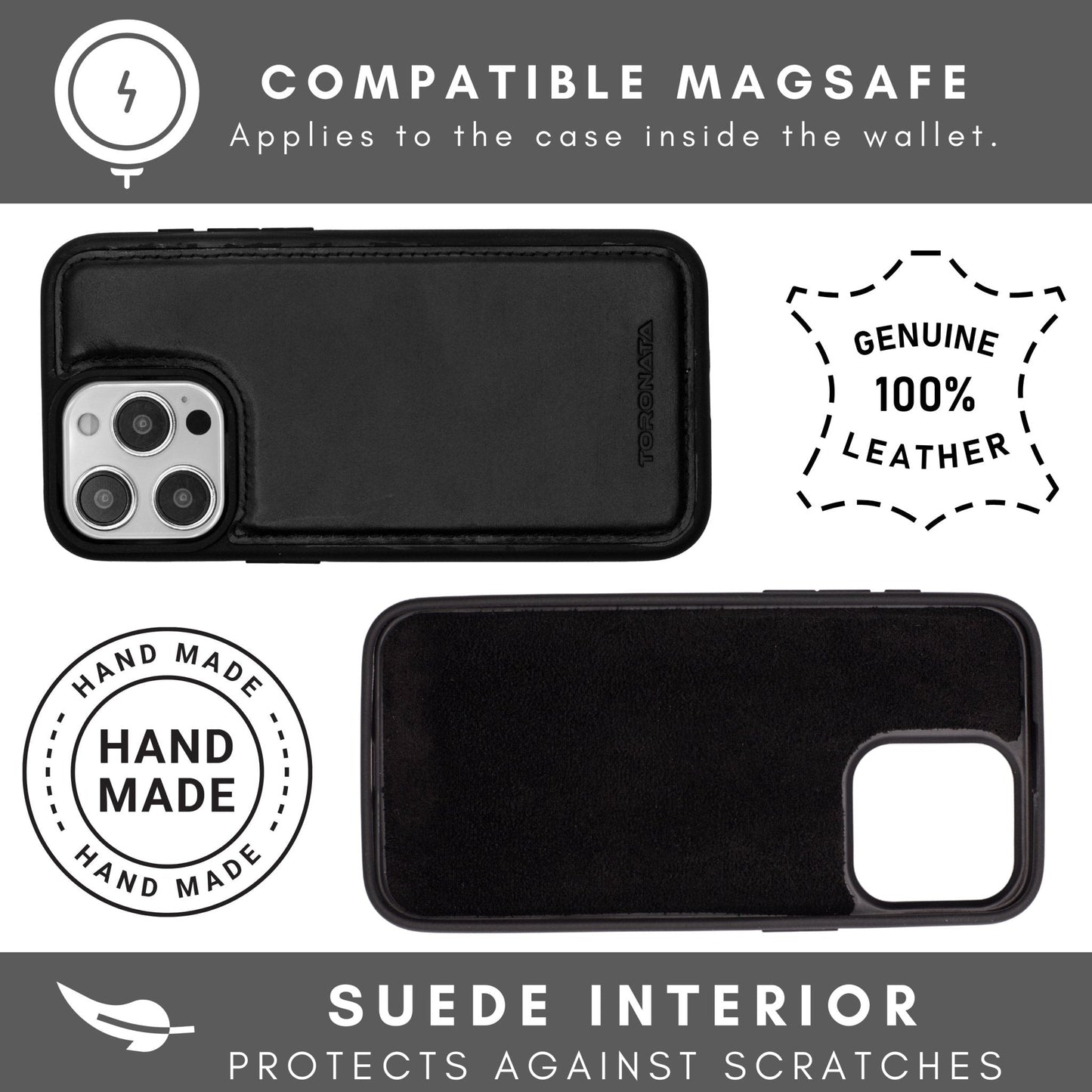 Vegas Premium Leather iPhone 15 Pro Wallet Case with MagSafe | Detachable RFID Blocking Luxury Wallet